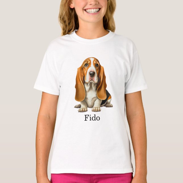 Hund, Basset Hound Mall T Shirt (Framsida)