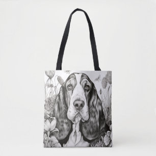 Hund Basset hound PeacNOSSNature Prairie Sketch Tygkasse