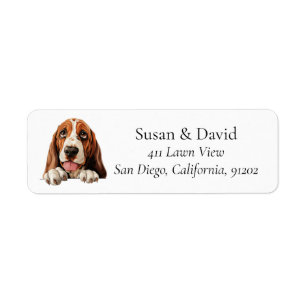 Hund Basset Hound Returadress Etikett