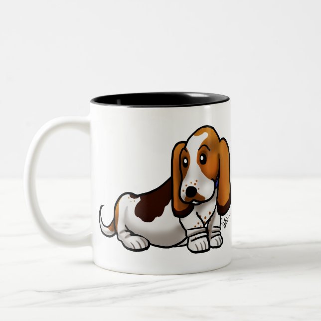 Hund - Basset Hound Två-Tonad Mugg (Vänster)