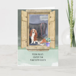 Hund Basset Hound vidWindow saknas Kort