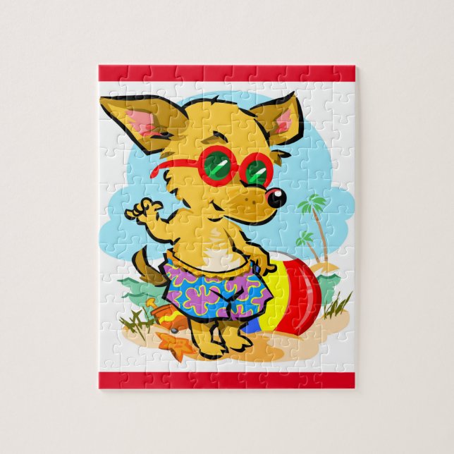 Hund Beach Chihuahua Pussel (Vertikal)