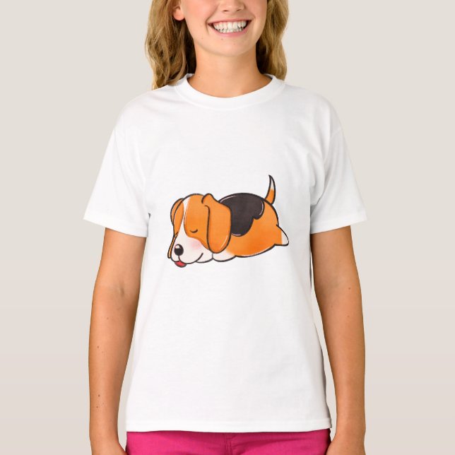 Hund, Beagle, natur T Shirt (Framsida)