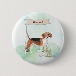 Hund Beagle Pet med eget namn Knapp