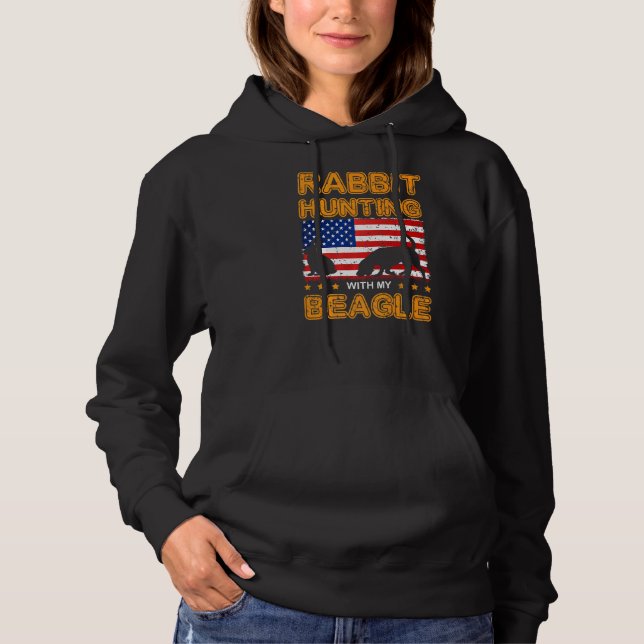Hund Beagle Rabbit Hunting Beagle Hunter USA flagg T Shirt (Framsida)