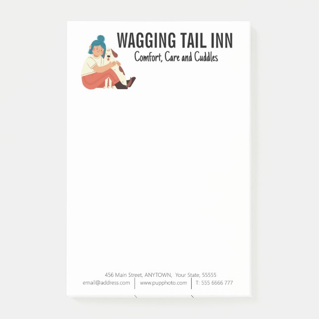 Hund Bed and Breakfast Business Anpassningsbar Post-it Block (Framsida)