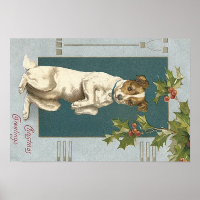 Hund Beging Holly-julhälsningar Poster (Framsidan)