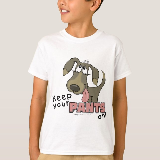Hund-Behålla Byxor på T-shirt (Framsida)