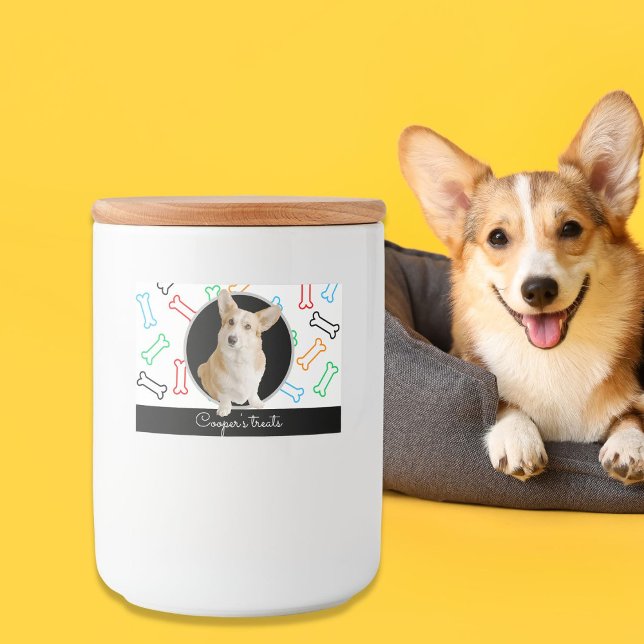 Hund behandlar illustrerade söta ben med foto av h mat etiketter (Skapare uppladdad)