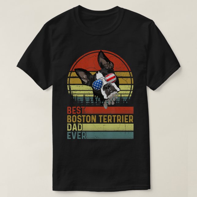 Hund Best Boston Terrier Pappa All Far Da T Shirt (Design framsida)