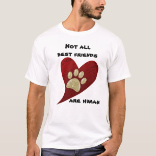 Hund Best Friend Red Heart Guld Paw Skriv ut Kärle T Shirt