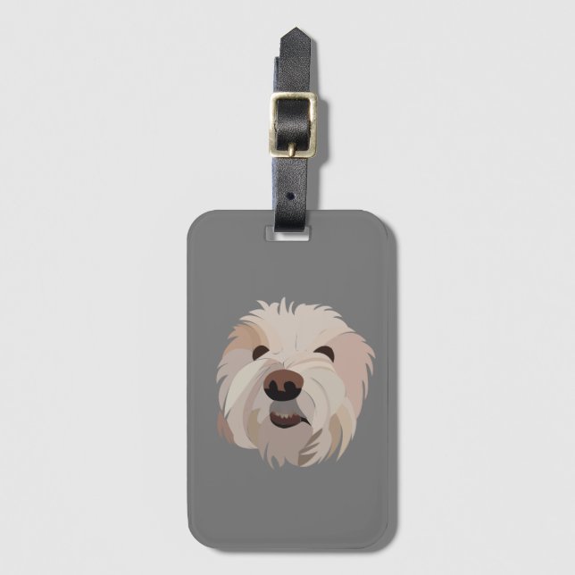 Hund Bichon Frise Cute Hund Bagagebricka (Framsida vertikal)