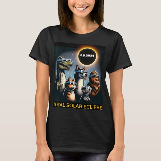 Hund Bigfoot Eclipse Gles Total Solar Eclipse 2024 T Shirt (Framsida)