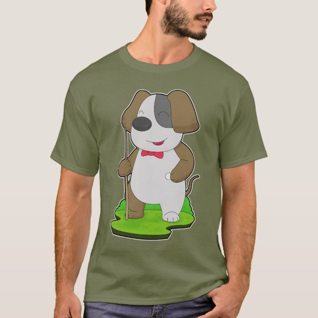 Hund Billiard Queue T Shirt (Framsida)