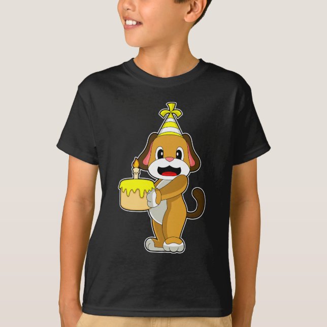 Hund Birthday Cake Candle T Shirt (Framsida)