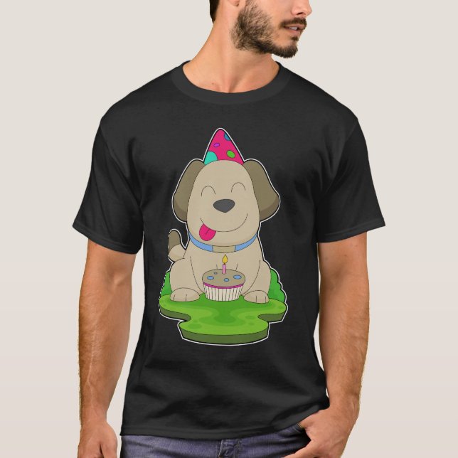 Hund Birthday Cake T Shirt (Framsida)