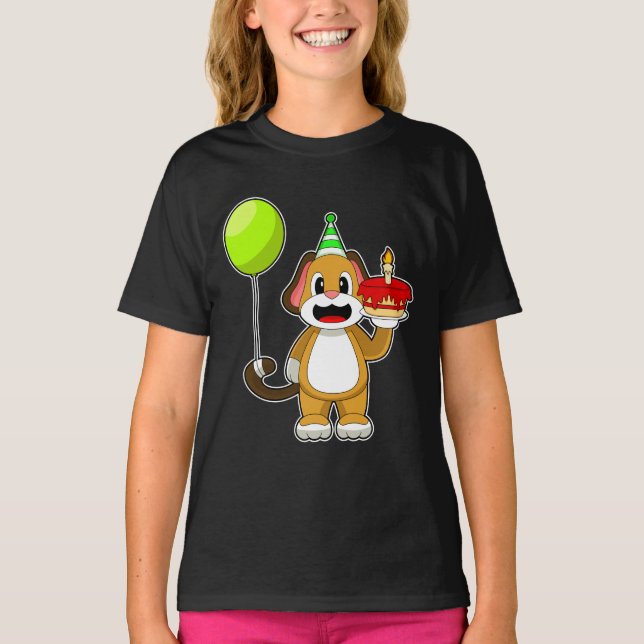 Hund Birthday Candle Cake T Shirt (Framsida)