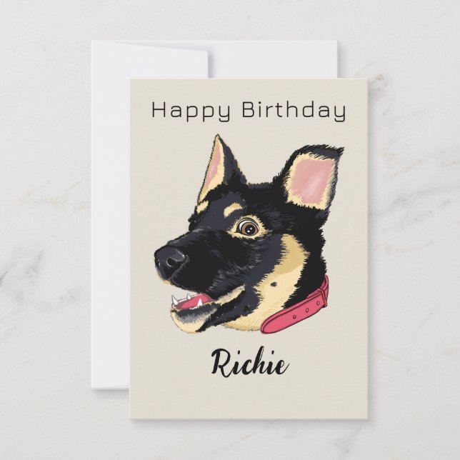 Hund Birthday - German Shepherd Puppy Namn Kort (Framsida)