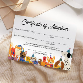Hund Birthday: Lets Pawty Puppy Adoption Certifica