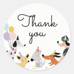 Hund Birthday Puppy Pawty Animals Pet Tack Runt Klistermärke