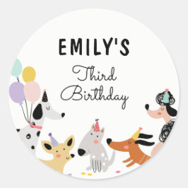 Hund Birthday Puppy Pawty Animals Pet Vet Modern Runt Klistermärke