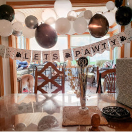 Hund Birthday Roligt Polka Dot Tass Party banderol Vimplar