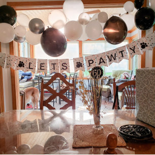 Hund Birthday Roligt Polka Dot Tass Party banderol Vimplar