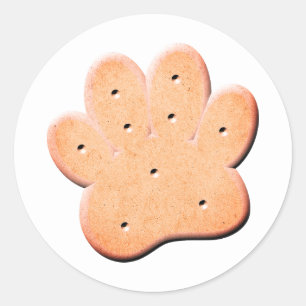 Hund Biscuit Pawprint Art Runt Klistermärke