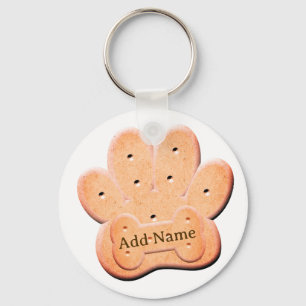 Hund Biscuit Pawprint och Bone Art Nyckelring