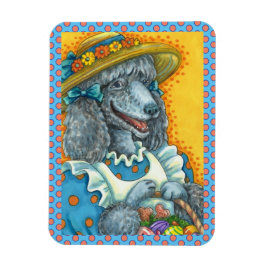 HUND BISCUUMENT OCH PÅSKÄGG BASKET, CUTE PUDEL MAGNET