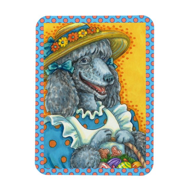 HUND BISCUUMENT OCH PÅSKÄGG BASKET, CUTE PUDEL MAGNET (Vertikal)