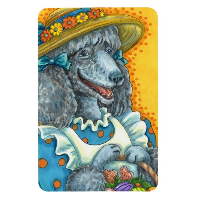 HUND BISCUUMENT OCH PÅSKÄGG BASKET, CUTE PUDEL MAGNET (Vertikal)