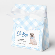 Hund Blå Gingham Bebis Shower