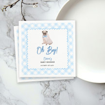 Hund Blå Gingham Oh Pojke Baby Shower