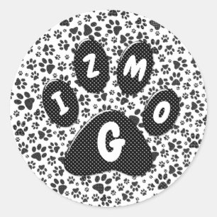 Hund Black and White Polka Dot Classic Round Runt Klistermärke