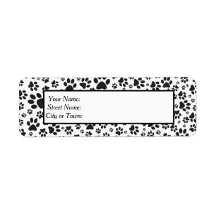 Hund Black and White Polka Dot Label Returadress Etikett