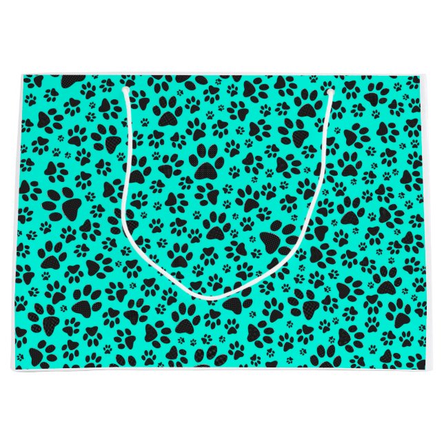 Hund Black and White Polka Dot på levande cyan (Framsidan)