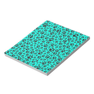 Hund Black and White Polka Dot på levande cyan Anteckningsblock