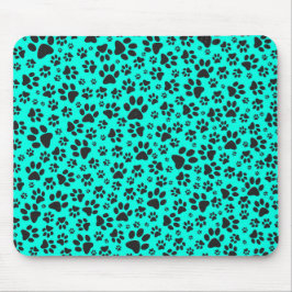 Hund Black and White Polka Dot på levande cyan Musmatta