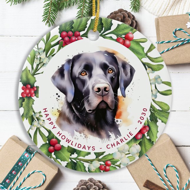 Hund Black Labrador Personlig God jul Julgransprydnad Keramik (Skapare uppladdad)