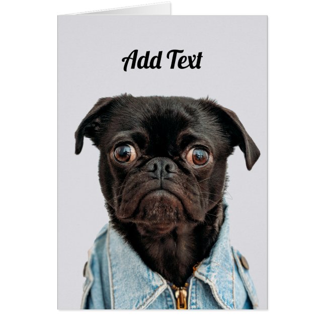 Hund Black Pug Lägg till text Hälsningskort (Framsidan)