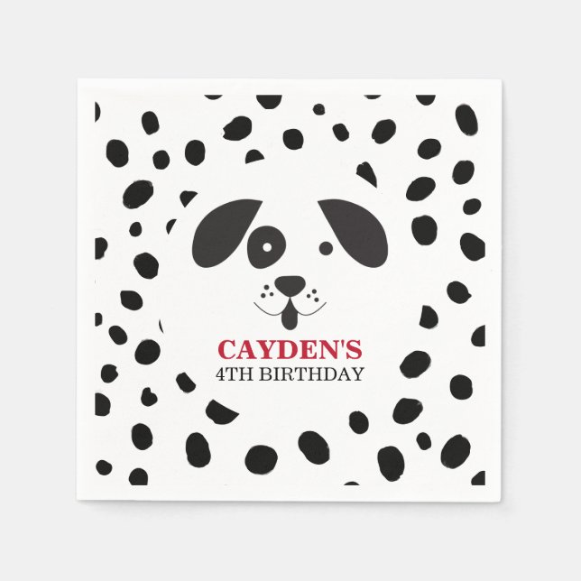 Hund Black Spot Dalmatien Birthday Pappersservett (Framsidan)
