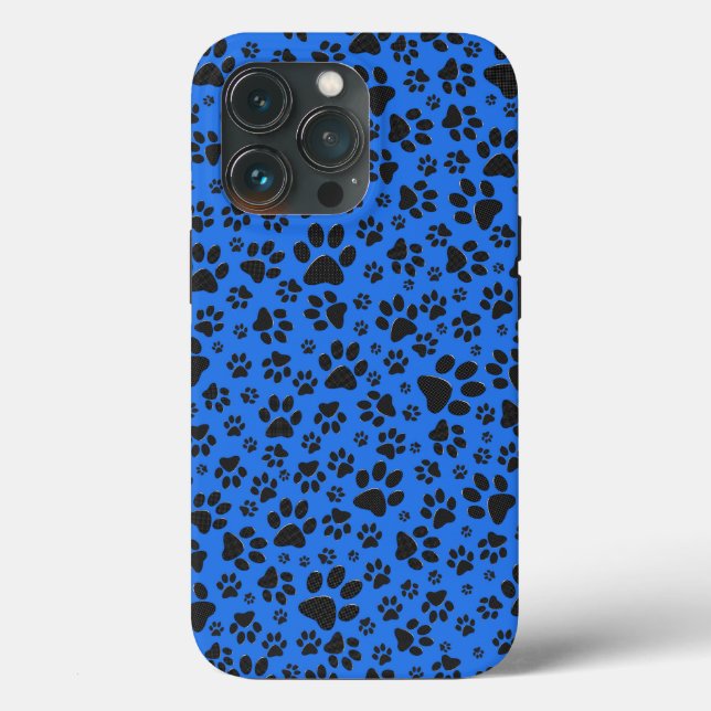 Hund Black & White Polka Dot på teknikblått (Baksida )
