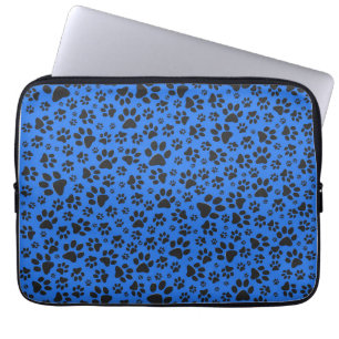 Hund Black & White Polka Dot på teknikblått Laptop Fodral