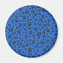 Hund Black & White Polka Dot på teknikblått Magnet