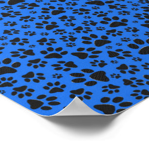 Hund Black & White Polka Dot på teknikblått Poster