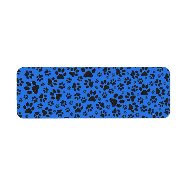 Hund Black & White Polka Dot på teknikblått Returadress Etikett (Framsidan)