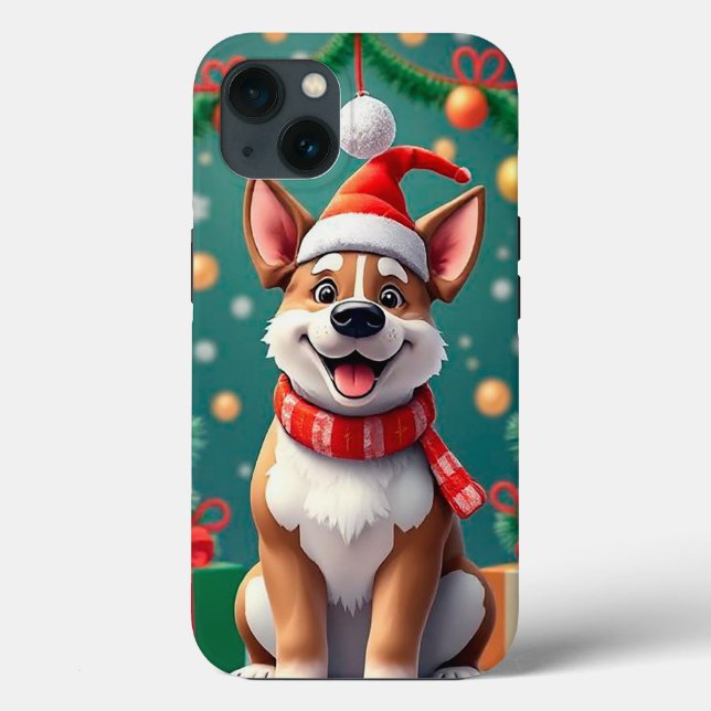 Hund bland festlig juldekoration (Baksida)