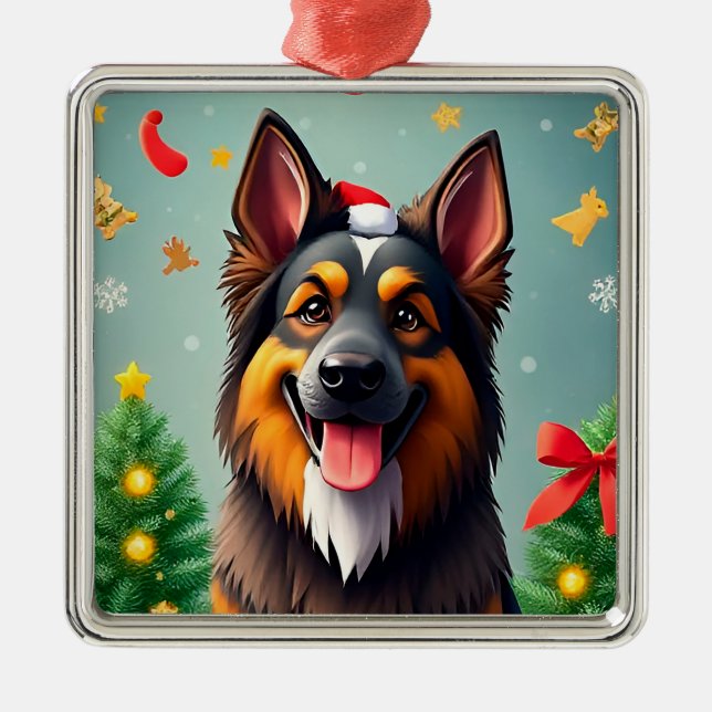Hund bland juldekorationer (Framsidan)
