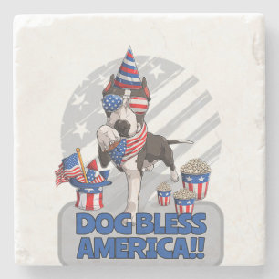 hund bless america - 4:e july pitbull patriotic stenunderlägg